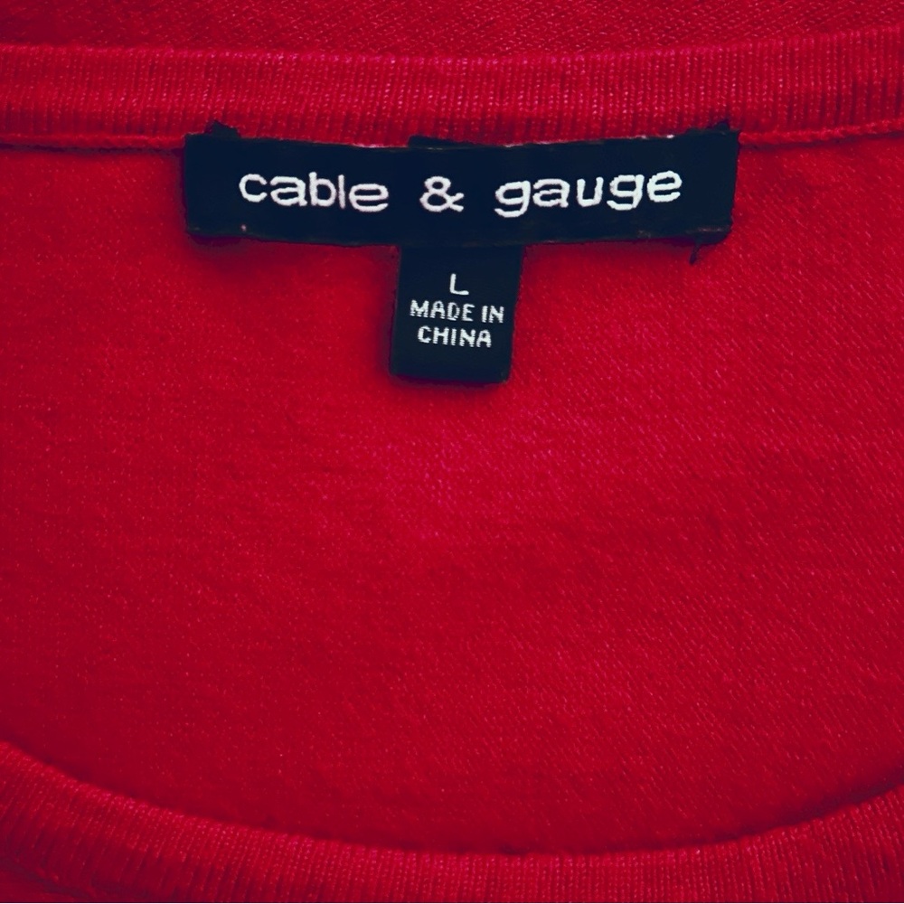 Cable & Gauge Vibrant Red Lightweight Sweater Sz.L - Picture 2 of 4